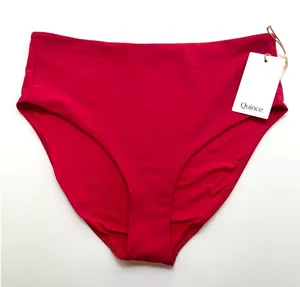 Quince Italian High-Rise Bikini Bottom Swim Cherry Red Size Large NEW thumbnail 1