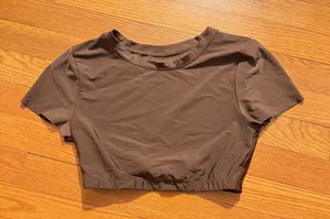 Aerie smoothez chocolate down cropped T shirt Super soft tee small thumbnail 1