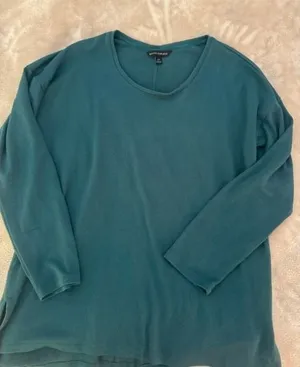 Banana Republic Teal Green Long Sleeve Knit Crew Neck Top Womens Size M (B) thumbnail 1