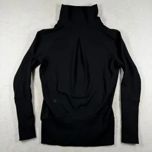 Lululemon High Lines Pullover Black Funnel Neck Pleated Back Pullover Size 2 thumbnail 7