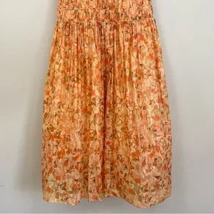 NWT Acler Bicknell Shirred Printed Metallic-Cotton‎ Maxi Dress Size 4 thumbnail 5