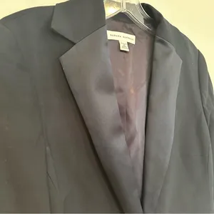 Banana Republic Stretch Career‎ Blazer Women's 6 Navy Satin Trim Holiday Lined thumbnail 3