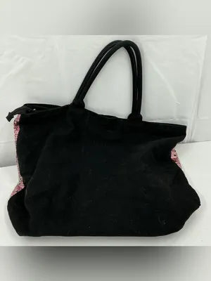 Victoria's Secret Pink and Silver Sequin Tote with Black Handles d25 thumbnail 2
