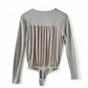 Free People Intimately Turnt Drapey Bodysuit Oxide Silver Longsleeve V thumbnail 7