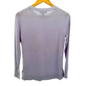 Banana Republic Extra Fine Merino Wool Sweater Lavender Purple Crewneck XS Flaw thumbnail 7