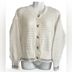 Magaschoni Cream Open-Knit Cardigan thumbnail 3