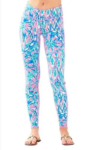 Lilly Pulitzer Luxletic Floral Weekender Leggings Tiki Pink And Light Blue Sz S thumbnail 2
