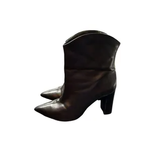 Bota Salto Alto Women's Black Leather Pointed Toe Ankle Boots 3" Heel Size 8.5 thumbnail 4