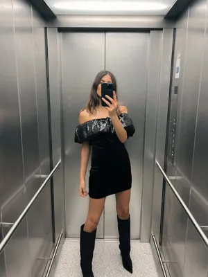 Zara Off-Shoulder Black Mini Dress with Sequin Trim thumbnail 4