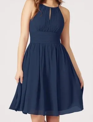 Azazie Siobhan Navy Blue Chiffon Occassion Dress‎ thumbnail 1