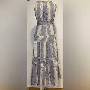 Betsey Johnson Stripe Play Yarn-Dye Tiered Maxi Dress Blue Small size Gingham thumbnail 6