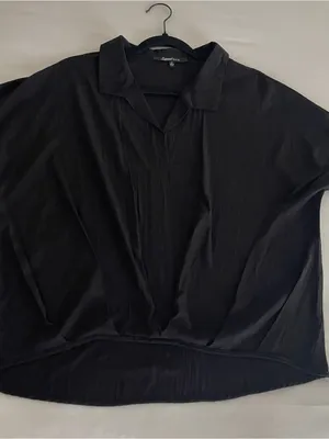 Chic Black Ribbed Twist-Front Short Sleeve Top Si thumbnail 2