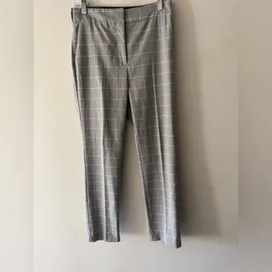 Zara‎ Basic Gray Checkered Plaid Pants Elastic Back Waist thumbnail 2