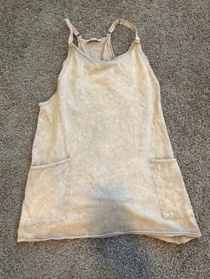 Zenana NWOT Acid wash romper athletic mini dress size medium in sleet thumbnail 2