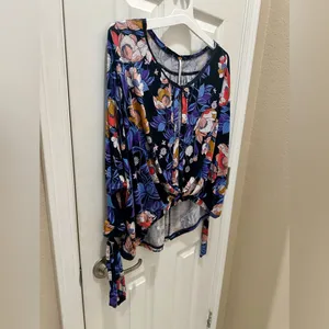 Free People Tropical Floral Print 3/4 Sleeve Blouse Size Small thumbnail 5