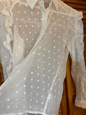 Express sheer white polka dot button up blouse thumbnail 4
