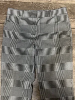 LOFT The Riviera Slim Plaid Ankle Pants Black White Size 10 thumbnail 5