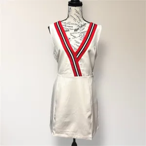 NWT English Factory Anthropologie L Beige Sleeveless Dress Varsity‎ Stripe Retro thumbnail 2
