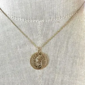 Gold tone Sun and Moon Disc Necklace thumbnail 2