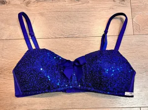 Aerie Pretty Luxury Blue Medium M Sequin Bra Bow‎ Accent Adjustable Straps thumbnail 1