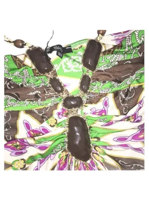 aso TV’s 90210  new Sky  Jewel Neck Bold Print Silk Halter Top  Braided Strap thumbnail 8