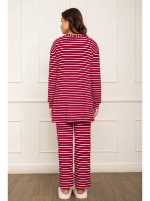 NWT Cupshe Red Striped 3-Piece Pajama Set - Size: Medium thumbnail 11