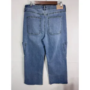 Seven7‎ Size 14 Wide Leg Cargo Jeans Y2K Utility Denim Light Wash Boho thumbnail 7