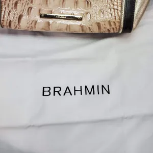 Brahmin Crossbody Leather Crossbody‎ Purse Beige Tan Croc Alligator Design thumbnail 3