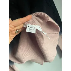 naadam navy blue pink ombre sweater Merino Wool Cashmere blend S Cableknit thumbnail 5