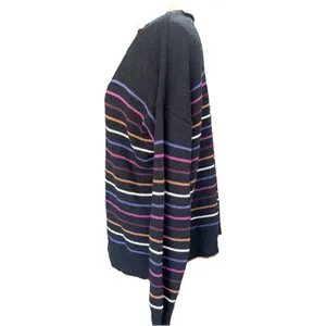 Allison Joy Evereve Multi Striped V-Neck Sweater Womens Colorful Knit Pullover thumbnail 3