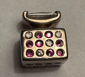 Chamilia Sterling Silver and Pink rhinestone perfume bottle bracelet charm thumbnail 1