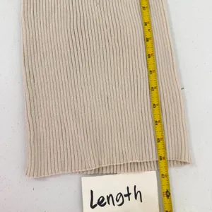 Maxi Bodycon Dress Womens Small Ribbed Knit Long Sleeve Scoop Neck Beige Tan thumbnail 7