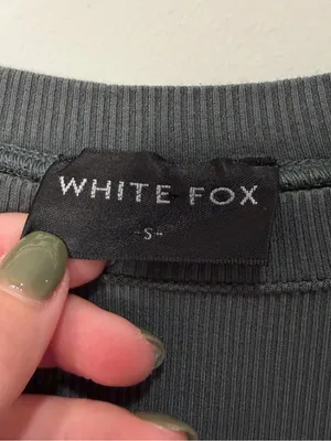 White Fox Green Charcoal Ribbed Short Sleeve Bodysuit Womens Size Small thumbnail 2