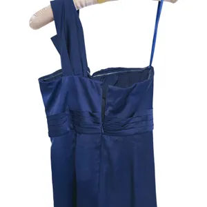 BCBG Maxazria Satin One Shoulder Mini Dress Size 6 Navy Blue Cocktail Event thumbnail 11