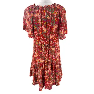 By Anthropologie Robin Tiered‎ Mini Dress red floral sz M thumbnail 3