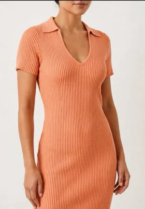 Abercrombie & Fitch Ribbed Elevated Knit Polo Dress Size Large thumbnail 1