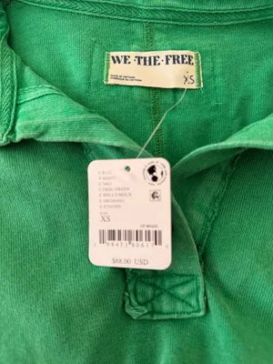 NWT We The Free Free People Sleeveless Polo Top XS Green thumbnail 2