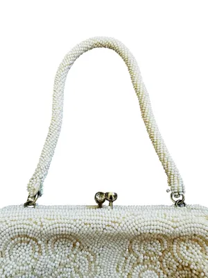 Vintage Bags By Susan Cream Glass Beaded Clutch Bag Romantic 60s Feminine thumbnail 2