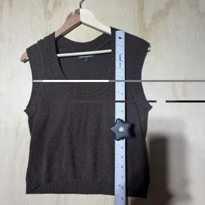 Express Design Studio Brown Sweater Vest Womens Large Wool Blend Knit Y2K Preppy thumbnail 5