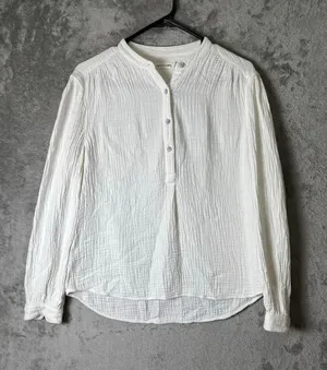 Rag &‎ Bone White Gauze Cotton Henley Blouse Women's XS Classic Minimalist Chic thumbnail 1