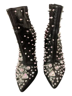Steve Madden Viceroy Black Studded Rhinestone Stiletto Ankle Booties Size 7.5 thumbnail 4