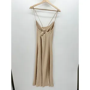 Show Me Your‎ Mumu Verona Champagne Luxe Satin Dress Gold Midi Womens Size M thumbnail 2