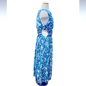 Abercrombie And Fitch One-Shoulder Cutout Maxi Dress Floral Midi Size L NWOT thumbnail 5