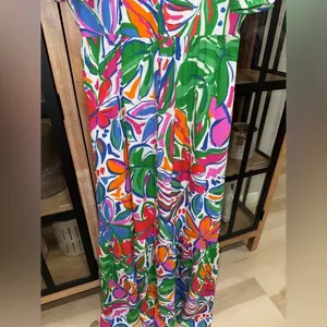 Sugarlips colorful maxi dress Paradise Falls Button Down Flutter sleeve tropical thumbnail 5