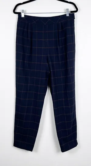 Free People Women's Straight Leg Plaid Pants‎ Sz 10 thumbnail 1