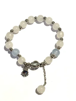 White and blue beaded Bracelet with star charm thumbnail 1