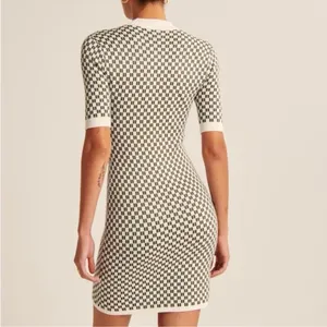 Abercrombie & Fitch Checkered Mock Neck Mini Sweater Dress‎ Short Sleeve Size S thumbnail 3