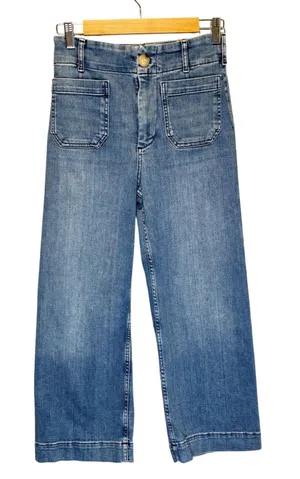 Anthropologie Maeve the Colette Medium Wash Wide Leg Cropped Jeans - size 26 thumbnail 1