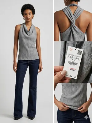 Zara Metallic Silver Textured Draped Top thumbnail 2