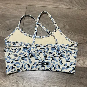 ECHT Blue and White Cheetah Print Sports Bra thumbnail 6